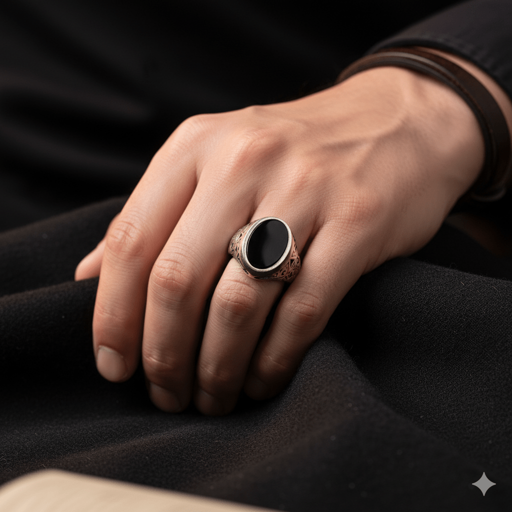 ANELLO CON PIETRA NERA - Gioie e Oro